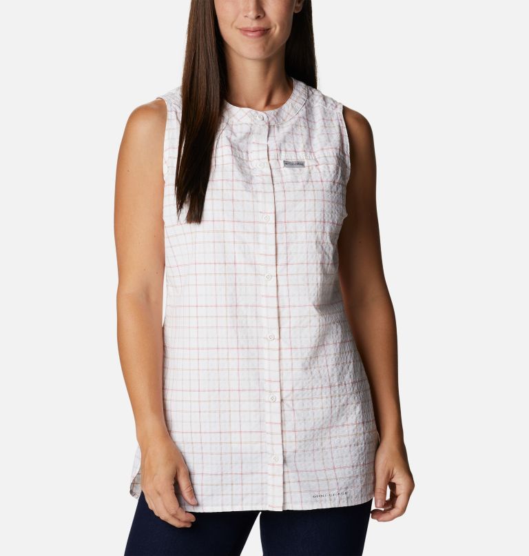 Women's Silver Ridge Novelty Tunic, Color: White Elevation Grid, image 1
