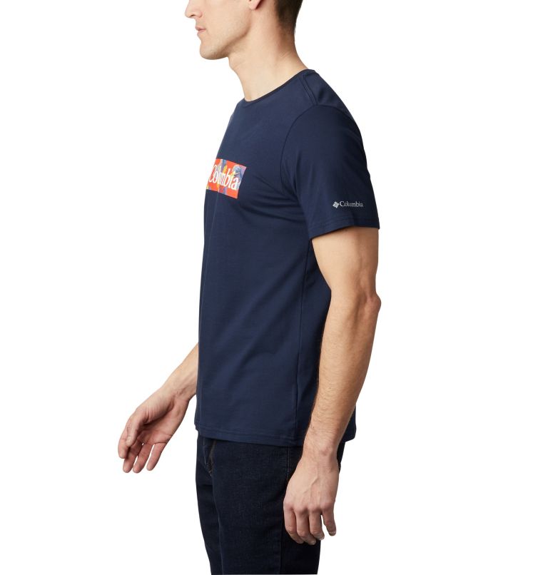 Men's Rapid Ridge Graphic T-Shirt, Color: Collegiate Navy, Sky Blue Framed Floral, image 3