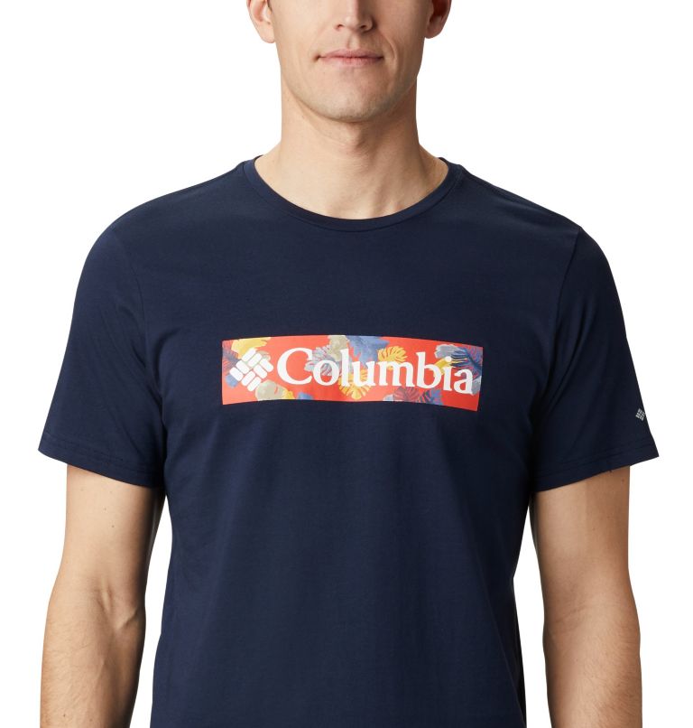 Men's Rapid Ridge Graphic T-Shirt, Color: Collegiate Navy, Sky Blue Framed Floral, image 4