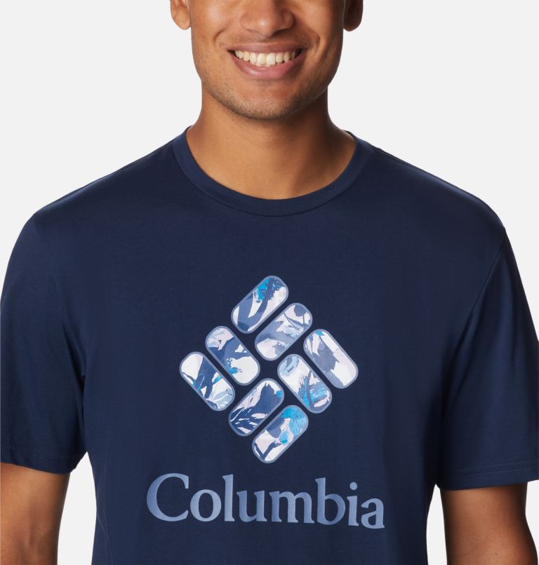 Thumbnail: Men's Rapid Ridge Graphic T-Shirt, Color: Collegiate Navy, CSC Stacked Floral Grx, image 4