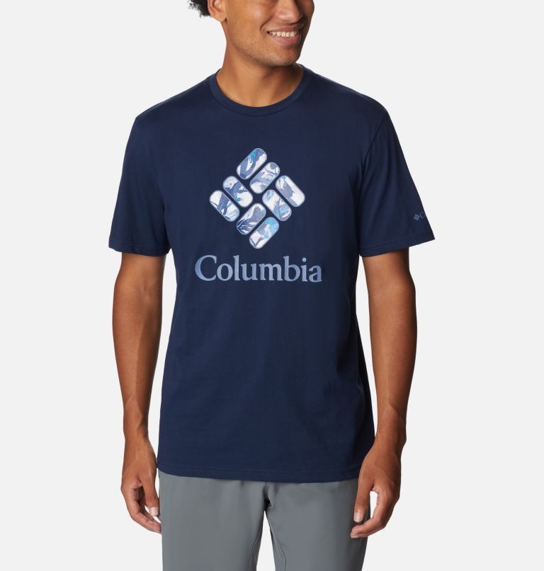 Thumbnail: Men's Rapid Ridge Graphic T-Shirt, Color: Collegiate Navy, CSC Stacked Floral Grx, image 1