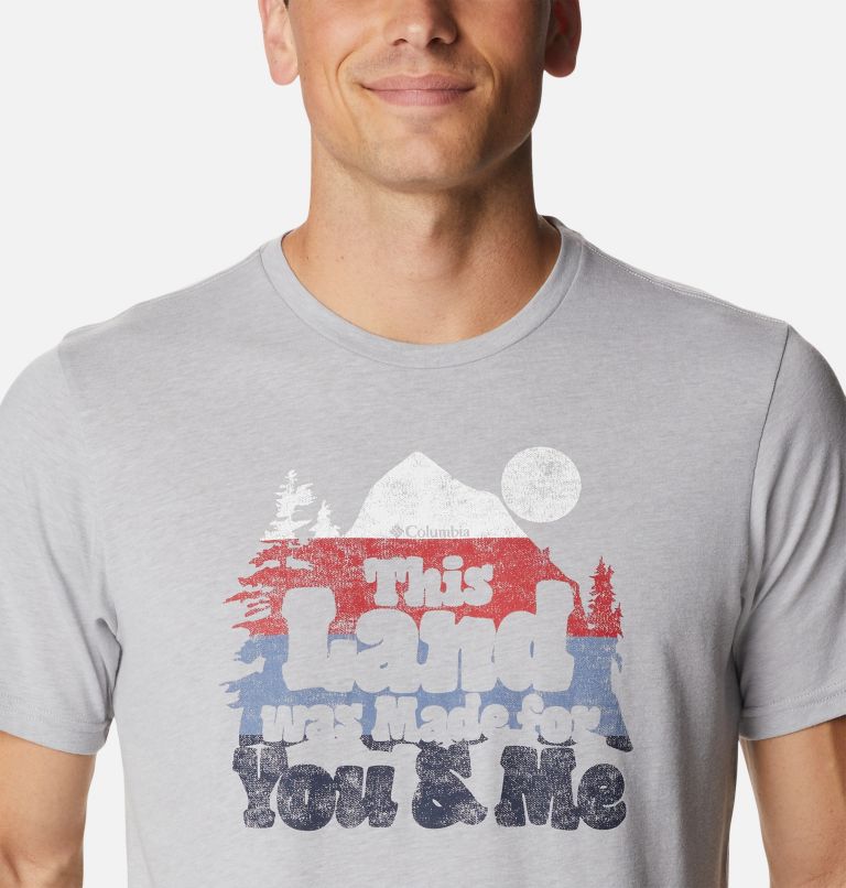 Men's Alpine Way Graphic T-Shirt, Color: Columbia Grey Heather, Our Land Graphic, image 4