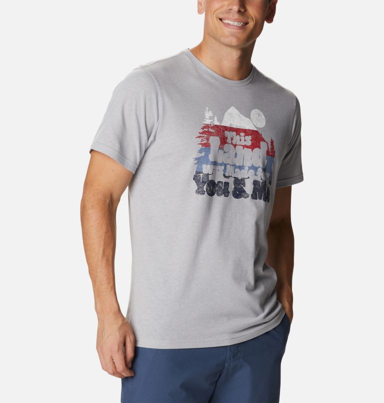 T-shirt imprimé Alpine Way pour homme, Color: Columbia Grey Heather, Our Land Graphic, image 5