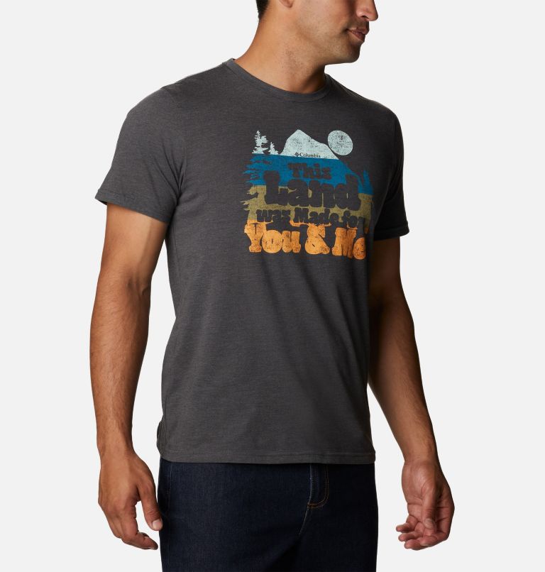 Men's Alpine Way Graphic Tee, Color: Shark Heather, Our Land Graphic, image 5