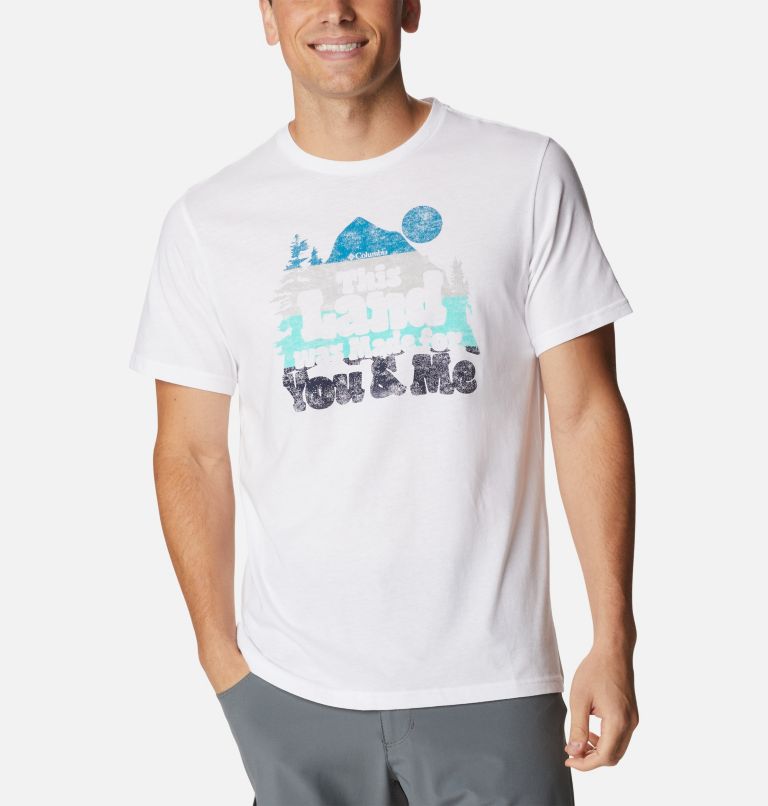 Thumbnail: Men's Alpine Way Graphic Tee, Color: White, Our Land Graphic, image 1