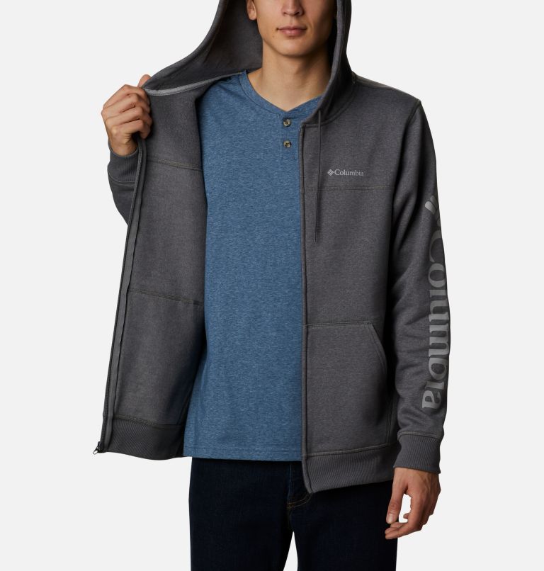 Chandail à capuchon en laine polaire avec fermeture éclair Columbia Logo pour homme, Color: City Grey Heather, Columbia Grey, image 5