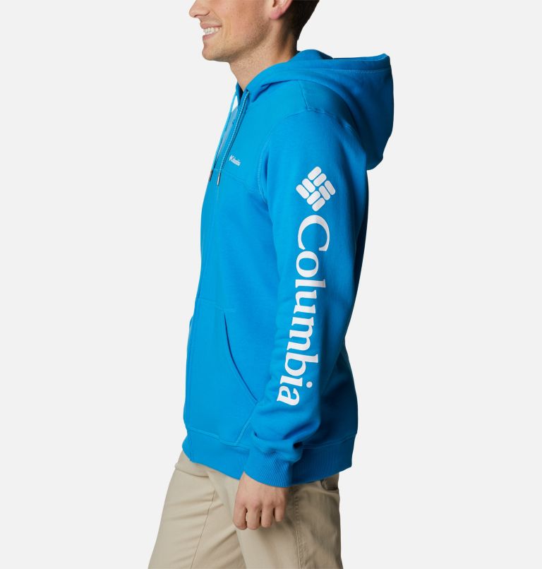 Men's Columbia Logo Full Zip Fleece, Color: Compass Blue, White, image 3