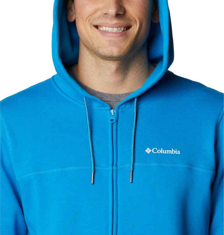 Thumbnail: Men's Columbia Logo Full Zip Fleece Hoodie, Color: Compass Blue, White, image 4