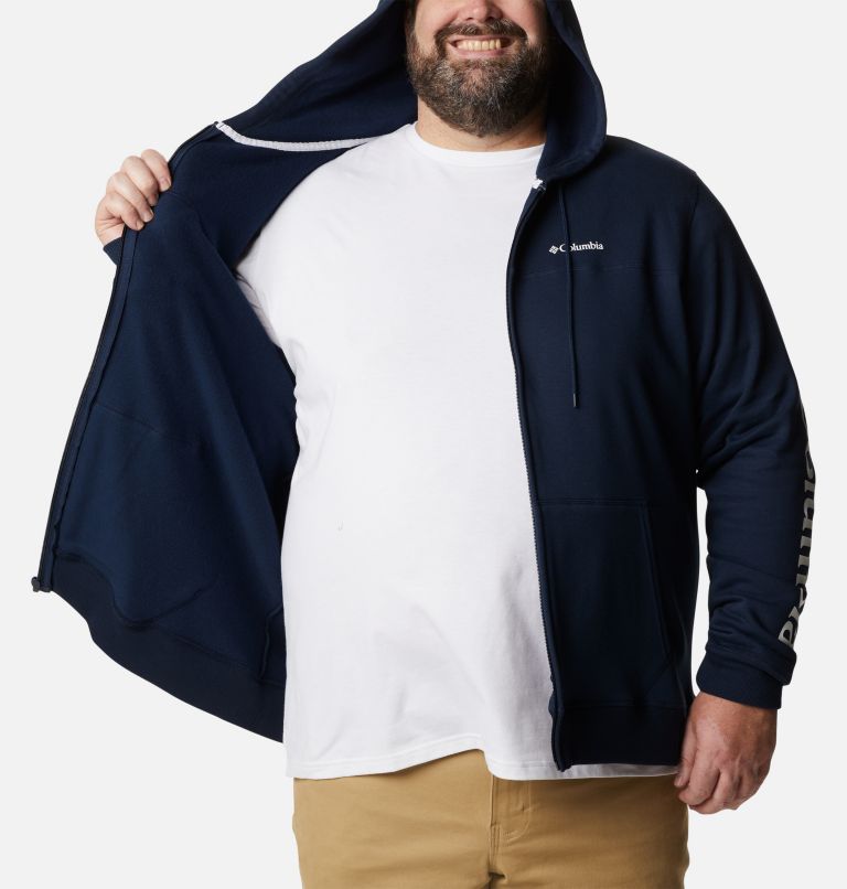 Hoodie Molletonné Entièrement Zippé avec Logo Homme - Grandes tailles, Color: Collegiate Navy, White