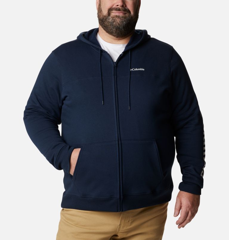 Men’s Logo Full Zip Fleece Hoodie - Extended Size, Color: Collegiate Navy, White, image 1