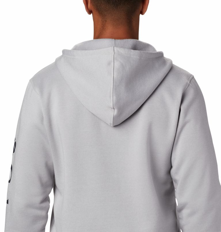 Men's Columbia Logo Fleece Hoodie, Color: Columbia Grey Heather, Collegiate Navy, image 5