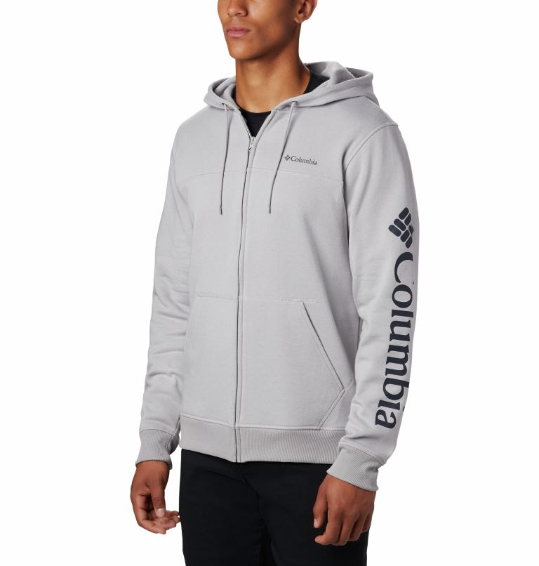 Men's Columbia Logo Fleece Hoodie, Color: Columbia Grey Heather, Collegiate Navy, image 1