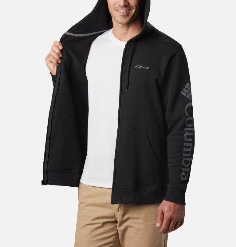 Men's Columbia Logo Full Zip Fleece Hoodie - Tall, Color: Black, CSC Sleeve Logo, image 5