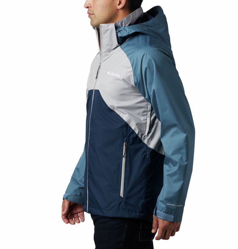 Men's Rain Scape Jacket, Color: Columbia Grey, Mountain, Collegiate Navy, image 3
