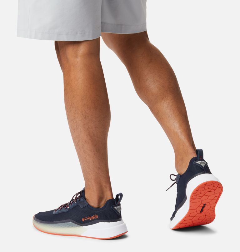 Men's PFG Low Drag Shoe, Color: Collegiate Navy, Tangy Orange, image 11