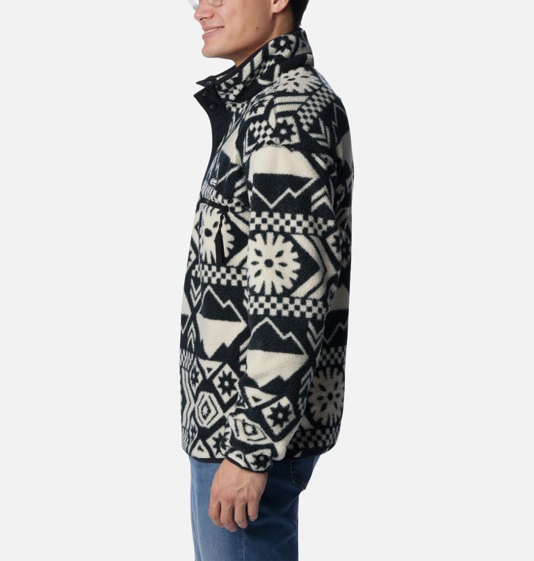 Helvetia Half Snap Fleece in Black Checkered Peaks Tonal