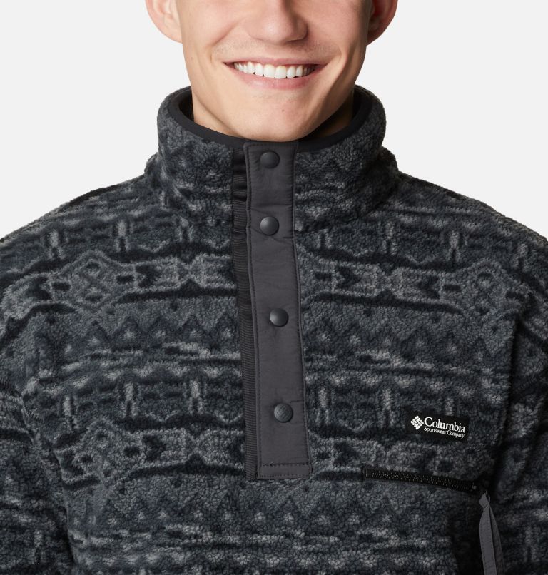 Men's Helvetia Half Snap Fleece, Color: Black 80s Stripe Print, image 4