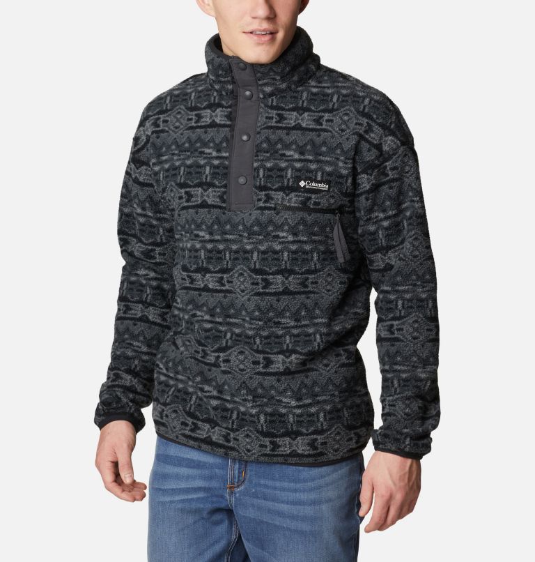 Men's Helvetia Half Snap Fleece Pullover, Color: Black 80s Stripe Print, image 5