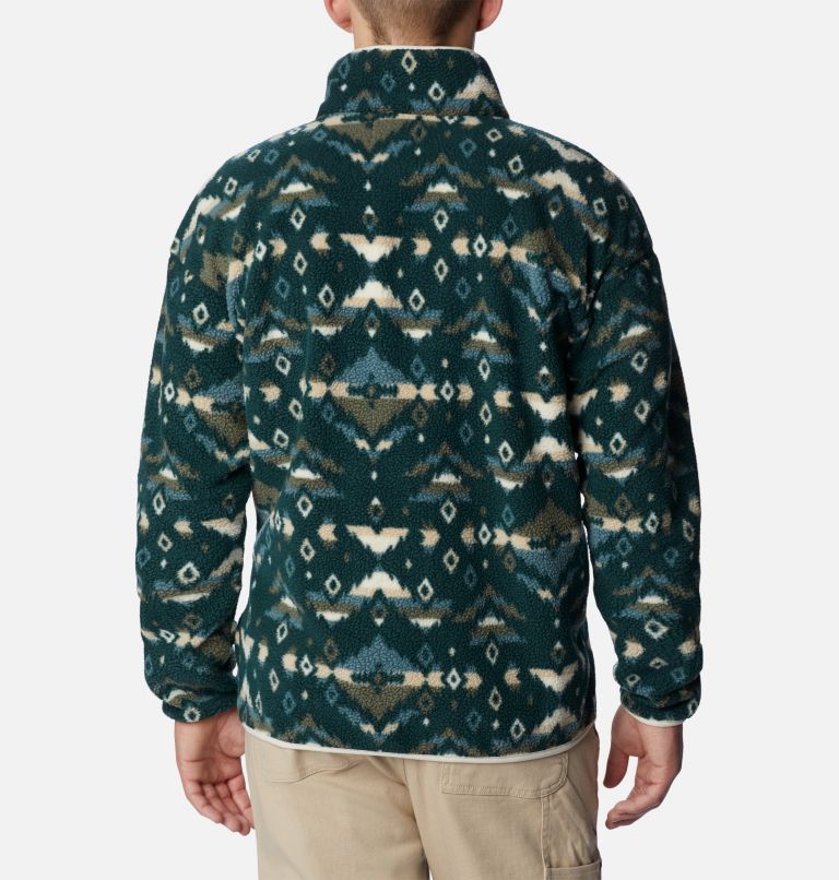 Thumbnail: Men's Helvetia Half Snap Fleece, Color: Spruce Rocky Mountain Print, image 2