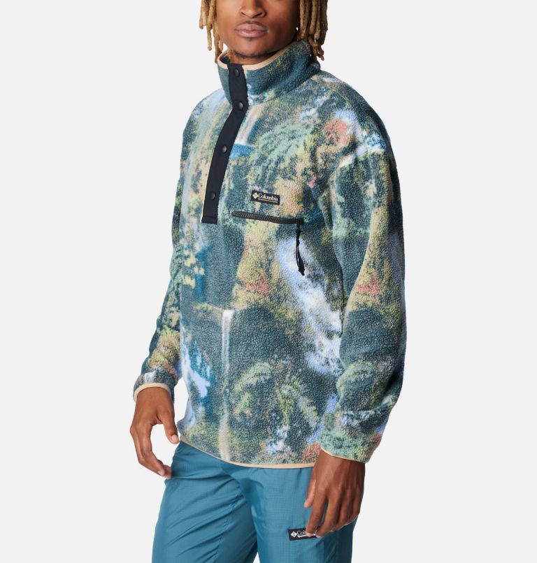 Chandail en polaire avec demi-patte pressionnée Helvetia pour homme, Color: Napa Green Chasing Falls Print, Black, C, image 5