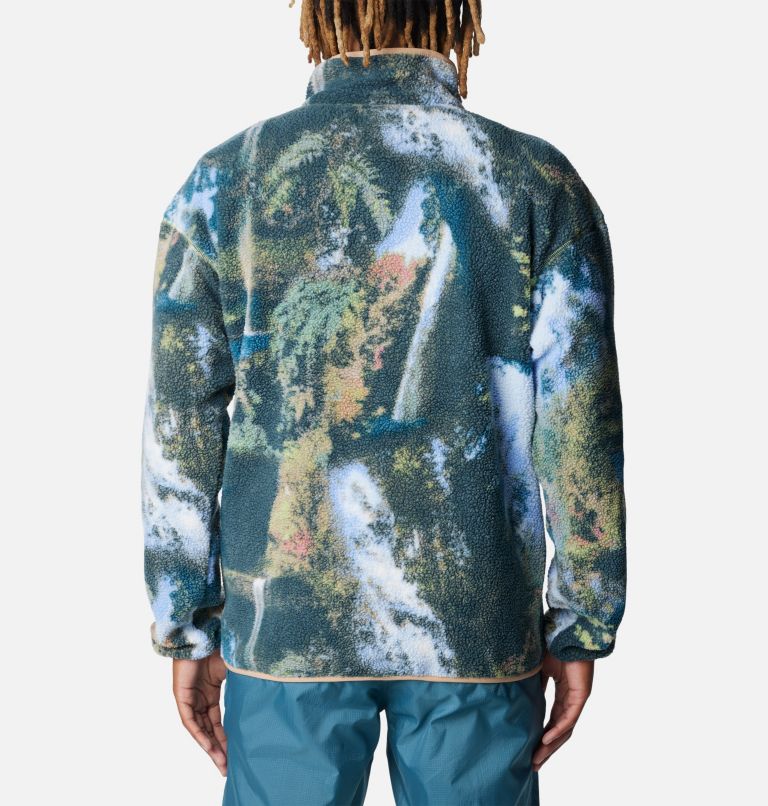 Chandail en polaire avec demi-patte pressionnée Helvetia pour homme, Color: Napa Green Chasing Falls Print, Black, C, image 2
