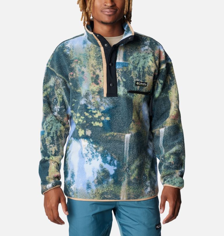 Chandail en polaire avec demi-patte pressionnée Helvetia pour homme, Color: Napa Green Chasing Falls Print, Black, C, image 1