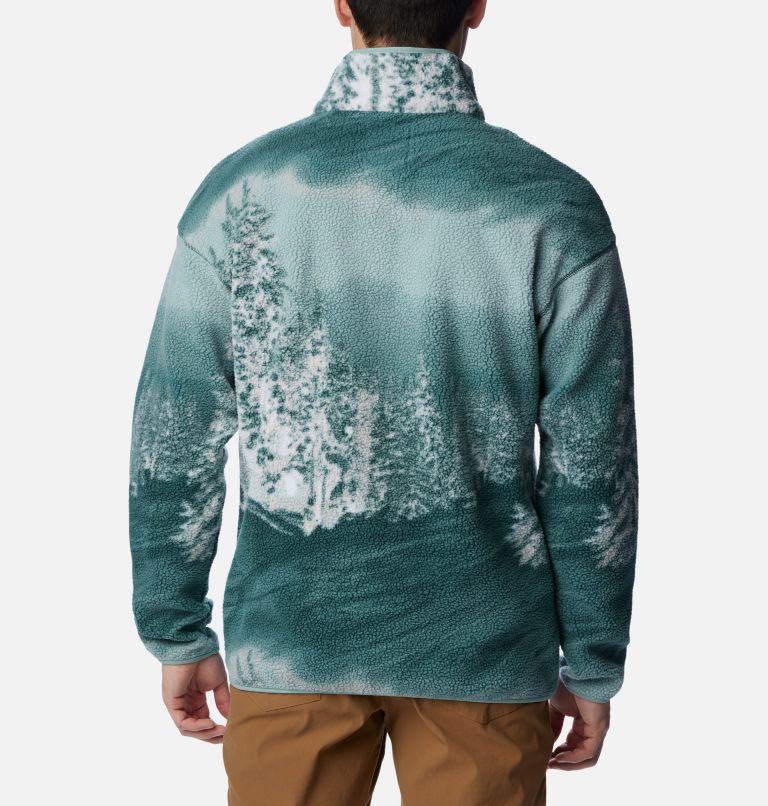 Men's Helvetia Half Snap Fleece Pullover, Color: Night Wave Solar Ski Print, image 2