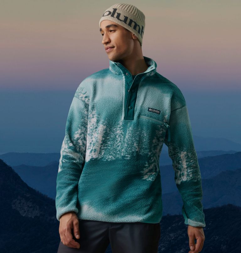 Thumbnail: Men's Helvetia Half Snap Fleece, Color: Night Wave Solar Ski Print, image 6