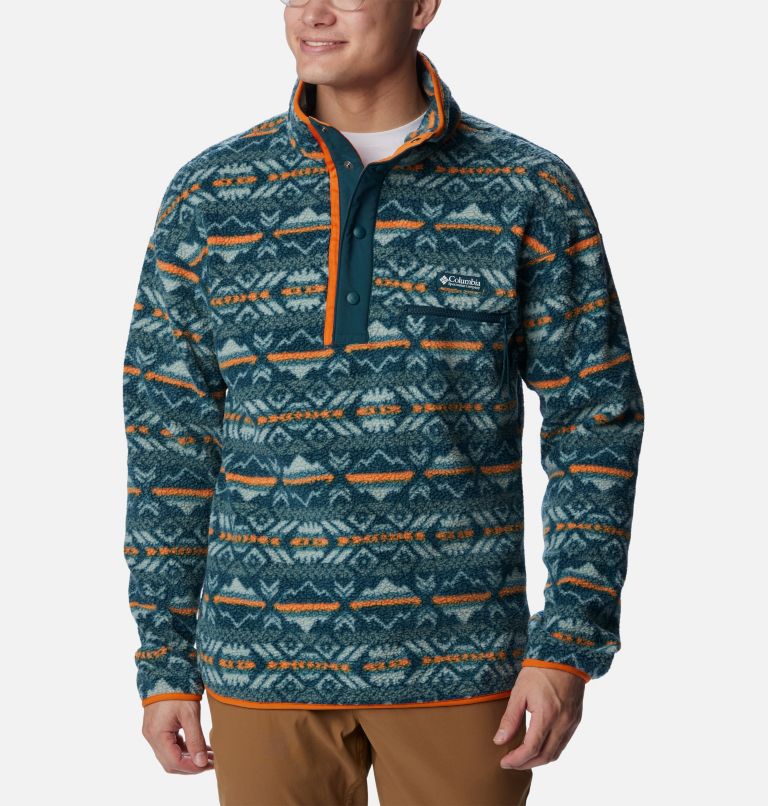Thumbnail: Men's Helvetia Half Snap Fleece, Color: Night Wave Checkered Peaks Multi, image 1