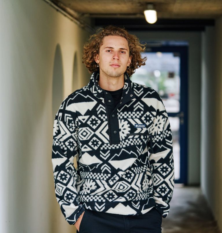 Thumbnail: Men's Helvetia Streetwear Fleece, Color: Black Checkered Peaks Tonal, image 6
