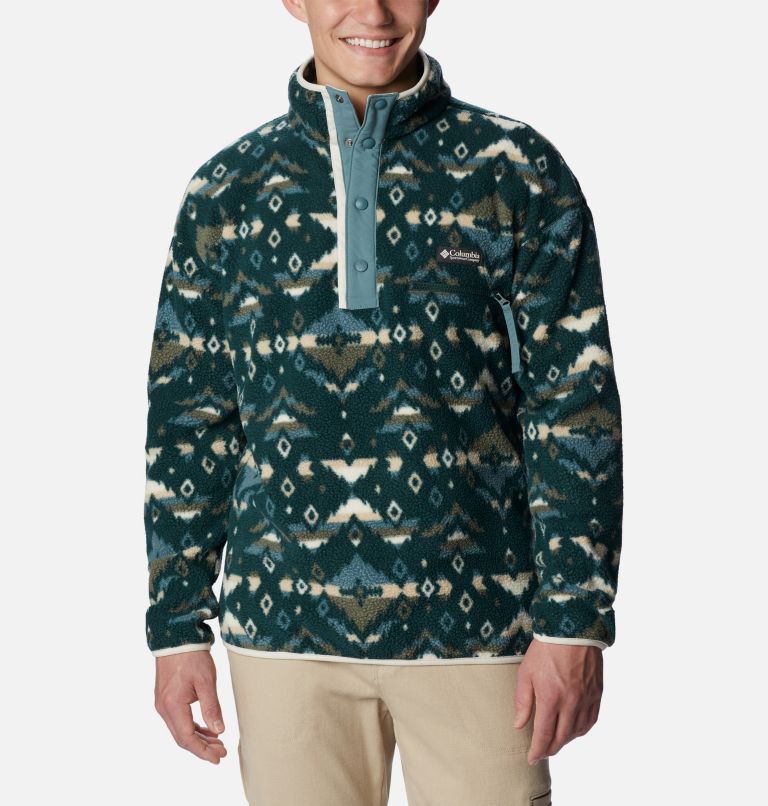 Thumbnail: Men's Helvetia Streetwear Fleece, Color: Spruce Rocky Mountain Print, image 1