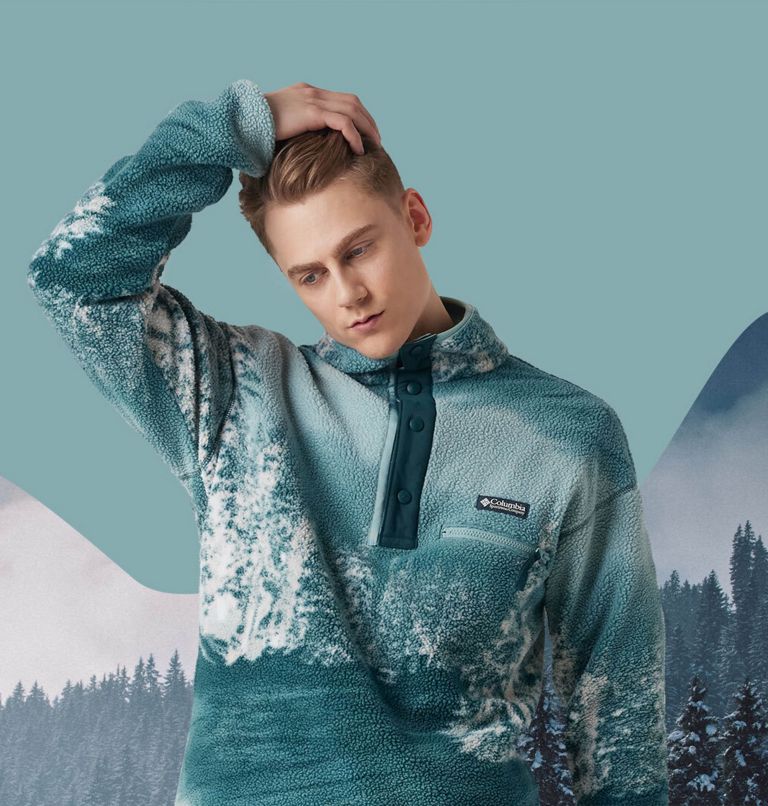 Men's Helvetia Streetwear Fleece, Color: Night Wave Solar Ski Print, image 6