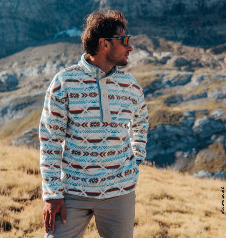 Thumbnail: Men's Helvetia Streetwear Fleece, Color: Stone Blue Checkered Peaks Multi, image 6