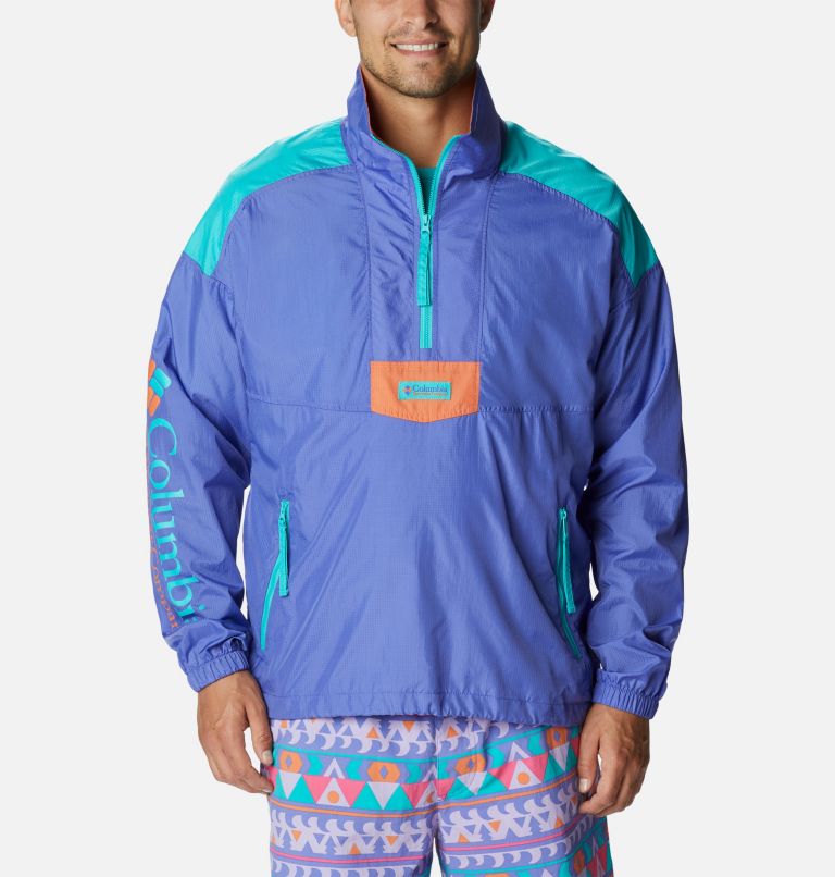 Unisex Riptide Anorak, Color: Purple Lotus, Bright Aqua, Desert Orange, image 1