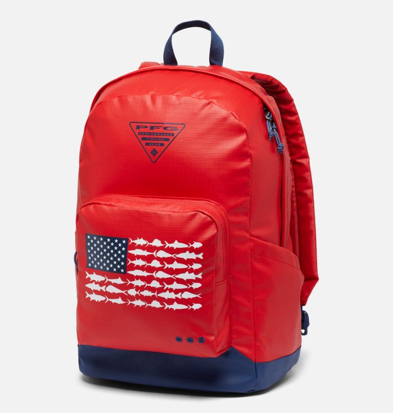 PFG Zigzag 22L Backpack, Color: Red Spark, Carbon, PFG Fish Flag, image 1