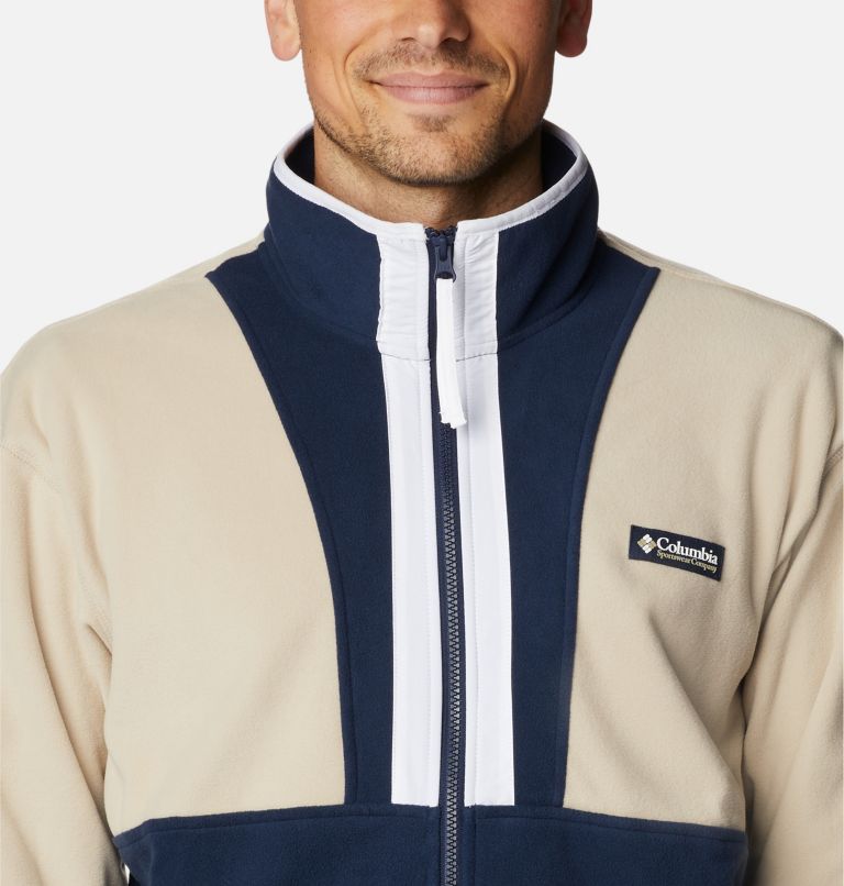 Men's Back Bowl Lightweight Fleece Jacket, Color: Ancient Fossil, Collegiate Navy, White, image 4
