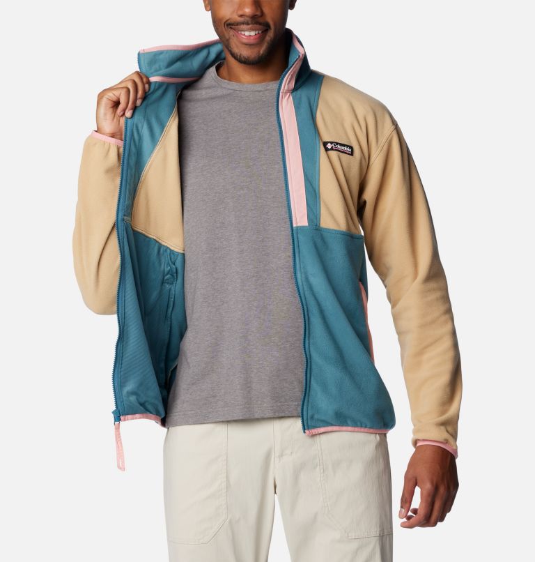 Men's Back Bowl Fleece Lightweight, Color: Canoe, Cloudburst, Salmon Rose, image 5