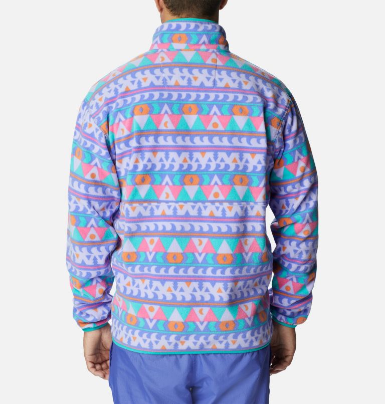 Thumbnail: Men's Back Bowl Fleece Lightweight, Color: Purple Lotus Camp Blanket, Bright Aqua, image 2
