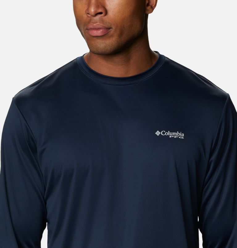 Men's PFG Terminal Tackle Destination Long Sleeve Shirt, Color: Collegiate Navy, Great Lakes