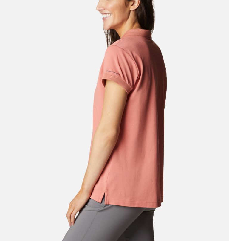 Polo Maille Piquée Uni Lakeside Trail Femme, Color: Dark Coral, image 3