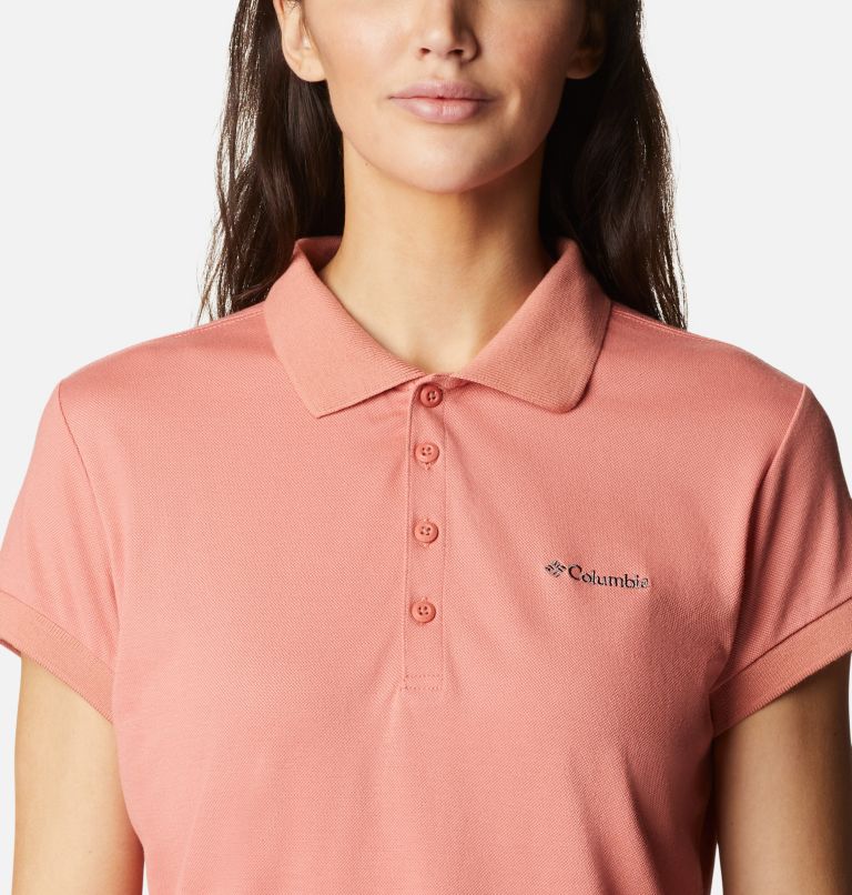 Polo Maille Piquée Uni Lakeside Trail Femme, Color: Dark Coral, image 4