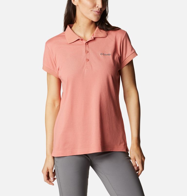 Polo Maille Piquée Uni Lakeside Trail Femme, Color: Dark Coral, image 5