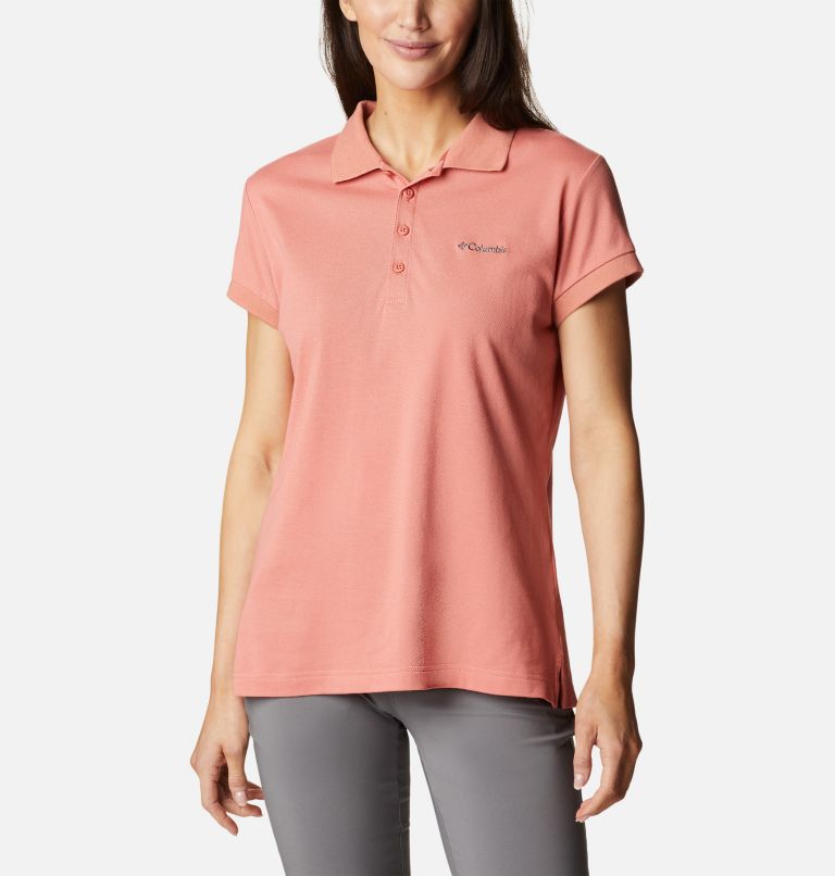 Polo Maille Piquée Uni Lakeside Trail Femme, Color: Dark Coral, image 1