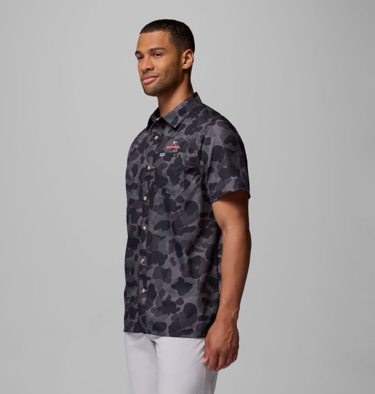 Men's Collegiate PFG Super Slack Tide Shirt - Georgia, Color: UGA - Black Deltahunter Camo, image 4