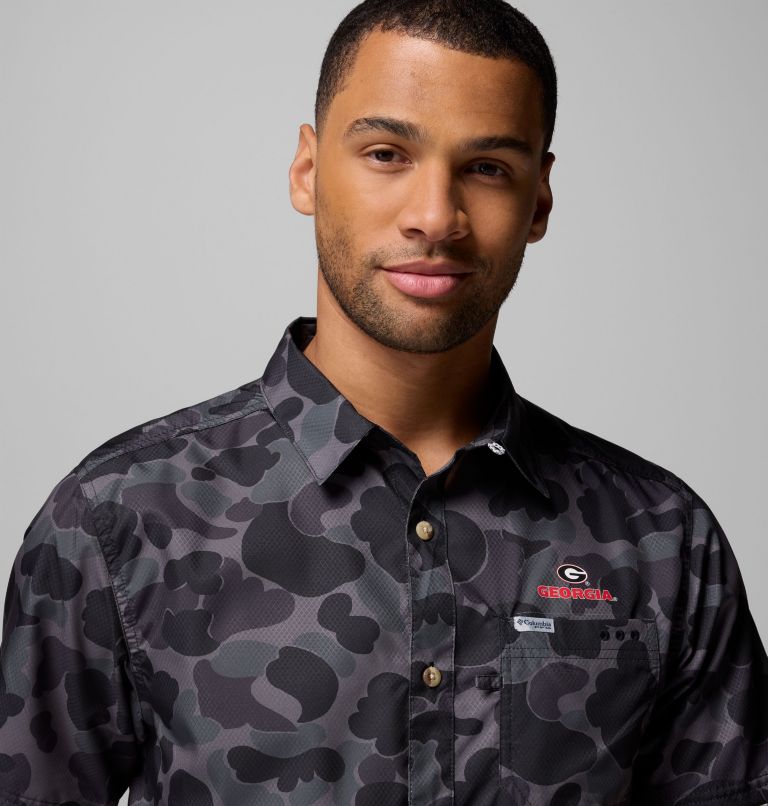 Men's Collegiate PFG Super Slack Tide Shirt - Georgia, Color: UGA - Black Deltahunter Camo, image 5