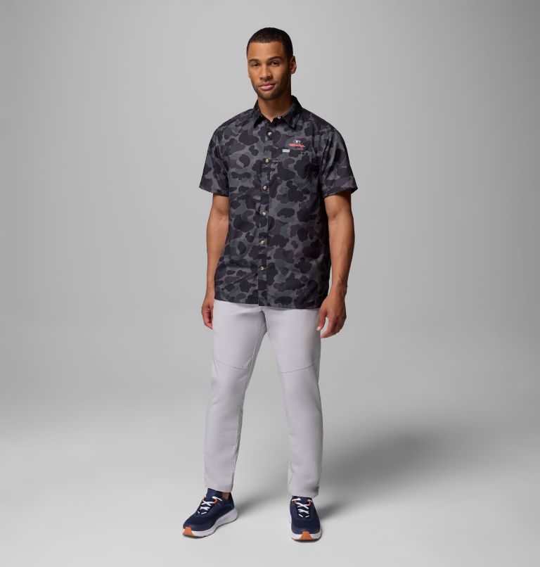 Men's Collegiate PFG Super Slack Tide Shirt - Georgia, Color: UGA - Black Deltahunter Camo, image 2