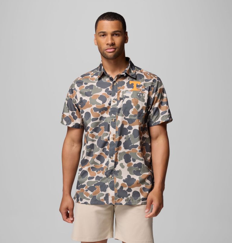 Men's Collegiate PFG Super Slack Tide Shirt - Tennessee, Color: UT - Fossil Deltahunter Camo, image 1