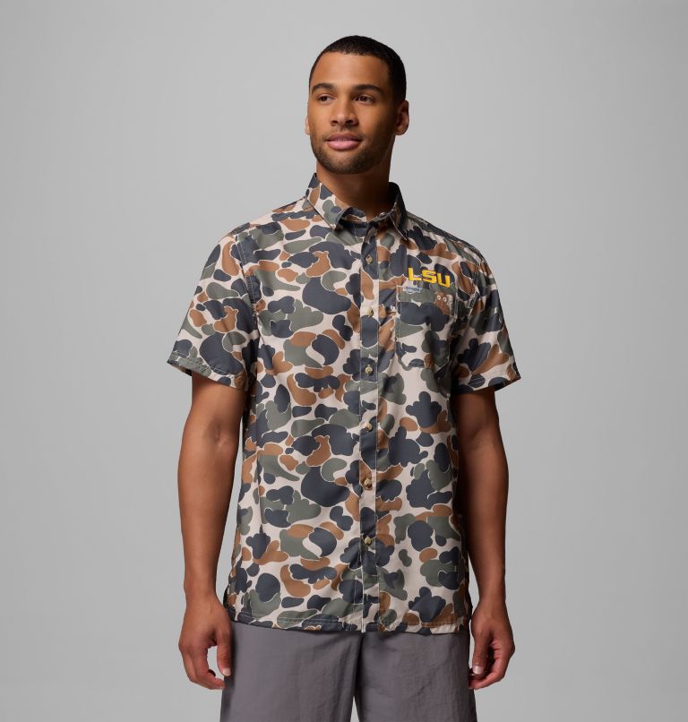 CLG Super Slack Tide Shirt | 161 | L, Color: LSU - Fossil Deltahunter Camo, image 1