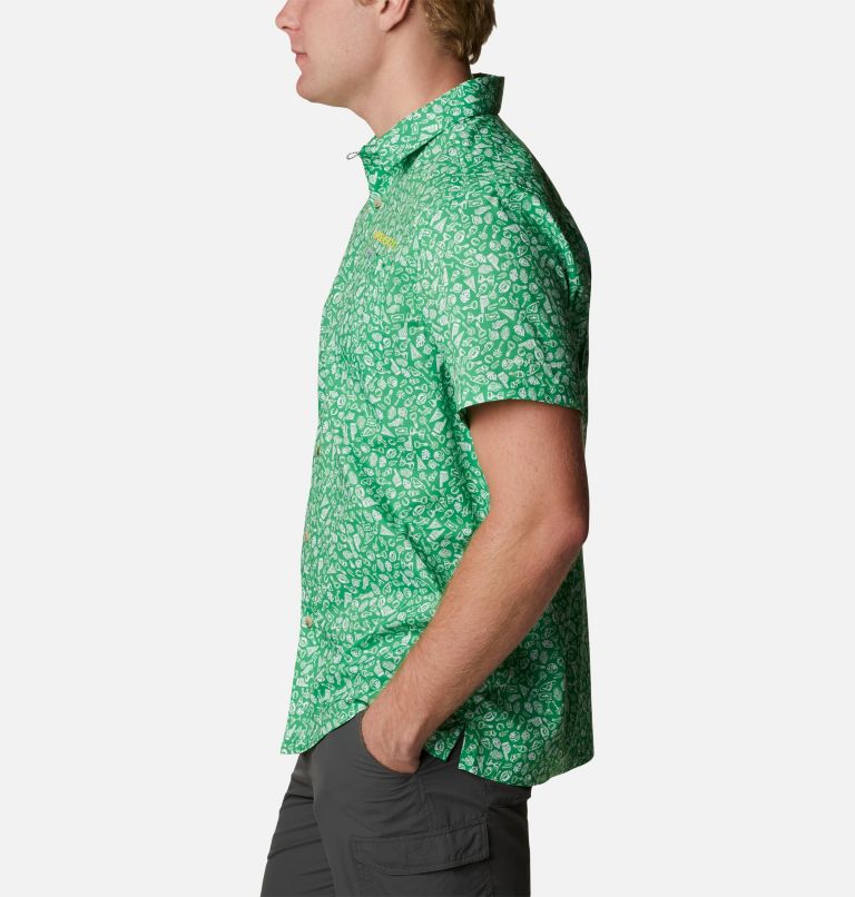 Thumbnail: Men's Collegiate PFG Super Slack Tide Shirt - Oregon, Color: UO - Fuse Green Micro Print, image 3