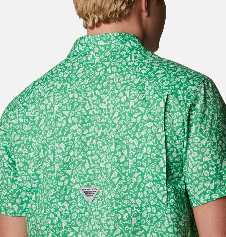 Men's Collegiate PFG Super Slack Tide Shirt - Oregon, Color: UO - Fuse Green Micro Print, image 5